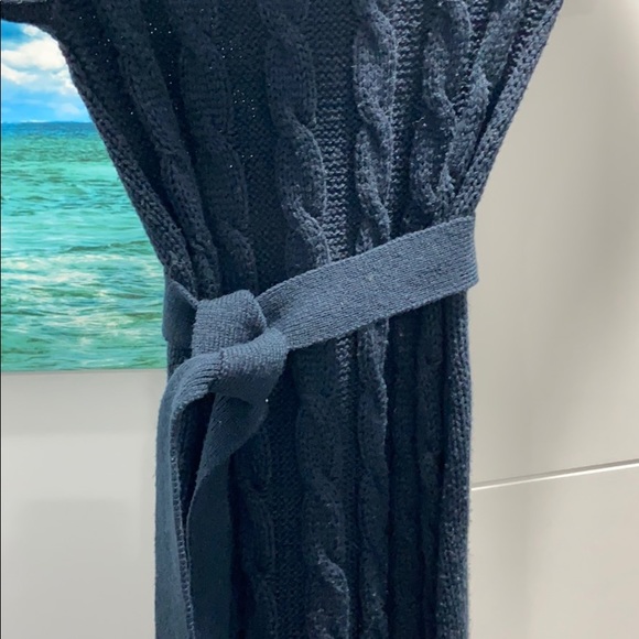 Comfortable Navy Sweater Dress with Belt - Picture 2 of 5